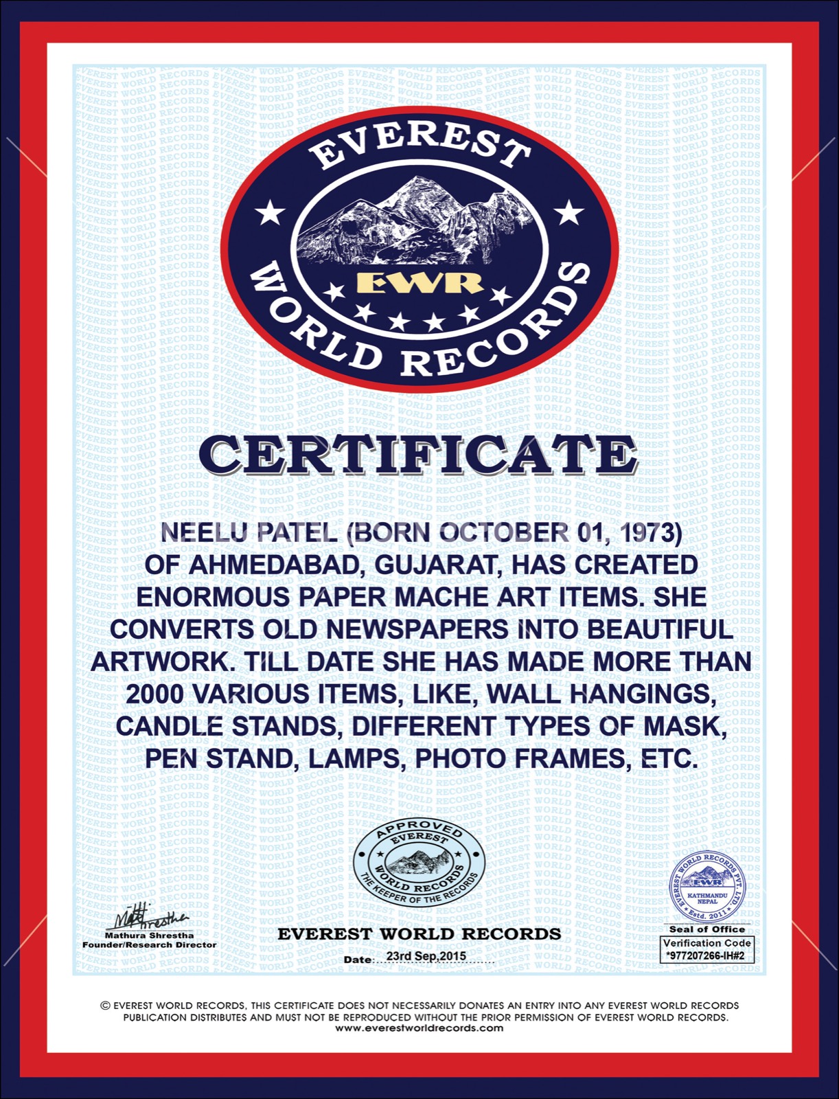 Award or press feature — EWR-neelu-1